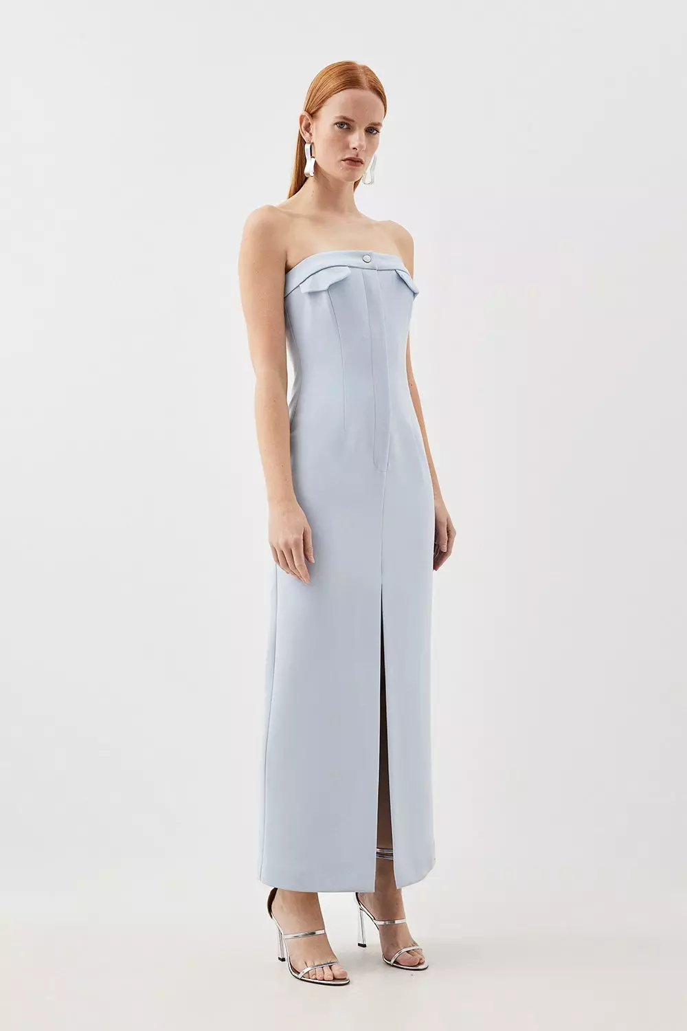 Karen millen blue shop strapless pencil dress